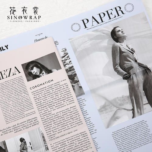 New English newspaper of Flower dress, Ouya fresh flowers, bouquet wrapping paper, waterproof and fashionable flower shop floral art materials, gifts