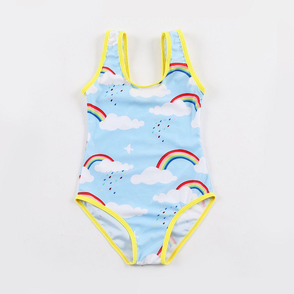2021AliExpress Amazon Children's Rainbow printing one-piece swimsuit girls' swimsuitBikini