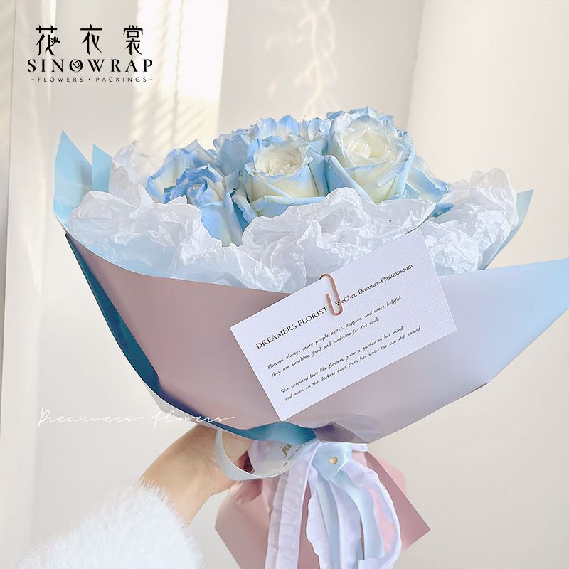 New gradient European and elegant two-color gift wrapping paper for flower dress, waterproof Korean-style flower basket material Specification image