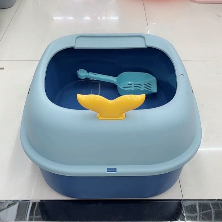 Factory Price Large Cat Toilet Anti-splashing Semi-closed Cat Litter Basin with Free Shovel thumbnail