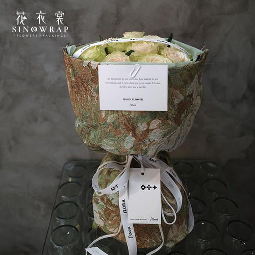 Flower dress fabric, retro oil painting fabric wrapping paper, round flower bouquets, diy art fresh flower wrapping paper, materials for flower shops