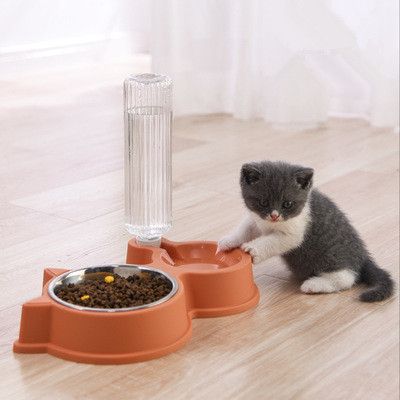Cute Cat Ear Pet Feeder Bowl Stainless Steel Automatic Water Dispenser Bowl For Pet thumbnail