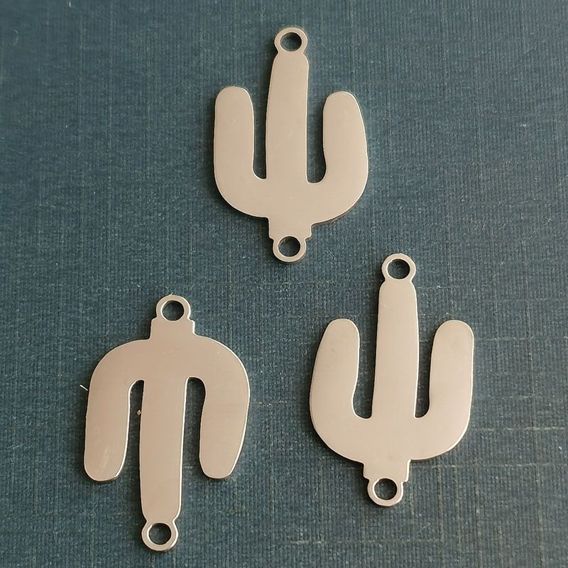 Mirror polished stainless steel DIY accessories Hollow cactus bracelet titanium steel pendant