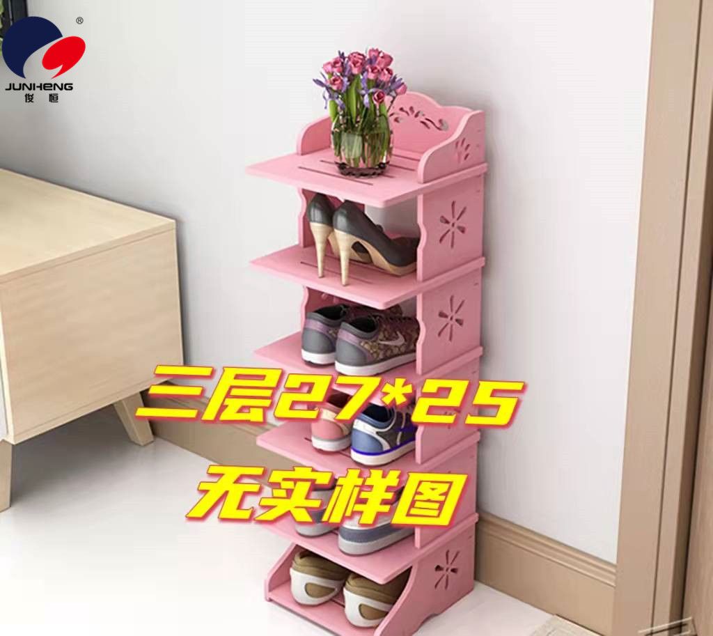 Factory direct sales of wood-plastic shoe racks, shoe storage racks, wood-plastic board PVC material multi-layer storage and shelving racks, shoe racks Specification image