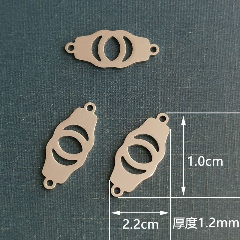 Handcuff stainless steel jewelry connection accessories, double-sided fully polished double-hole stainless steel jewelry bracelet necklace pendant pic 2