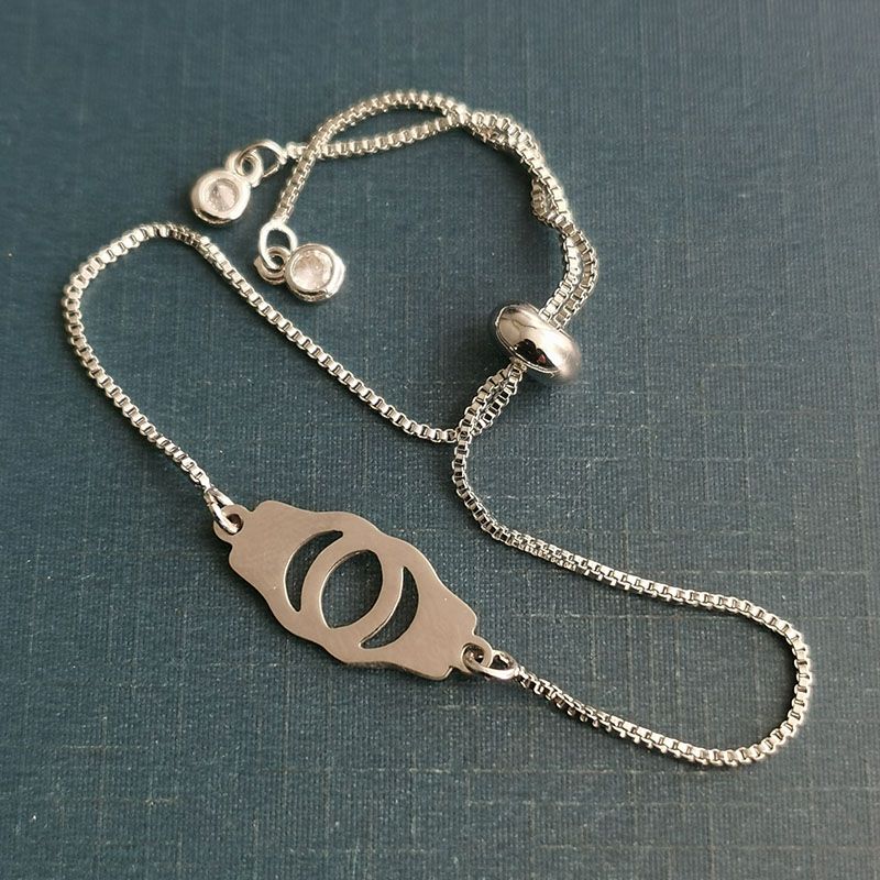 Handcuff stainless steel jewelry connection accessories, double-sided fully polished double-hole stainless steel jewelry bracelet necklace pendant details Picture