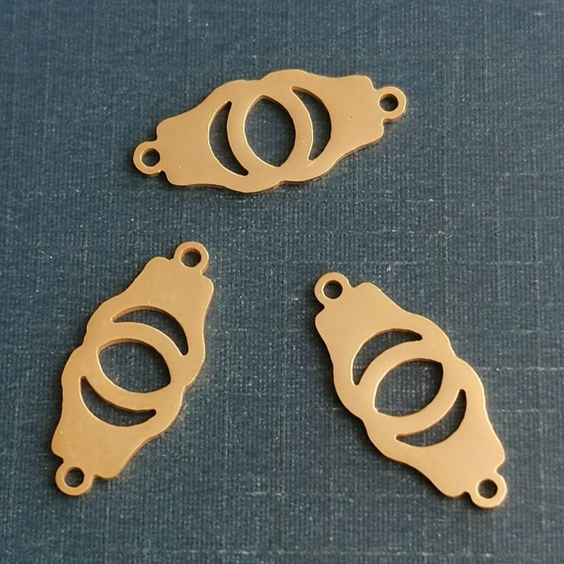 Handcuff stainless steel jewelry connection accessories, double-sided fully polished double-hole stainless steel jewelry bracelet necklace pendant Specification image