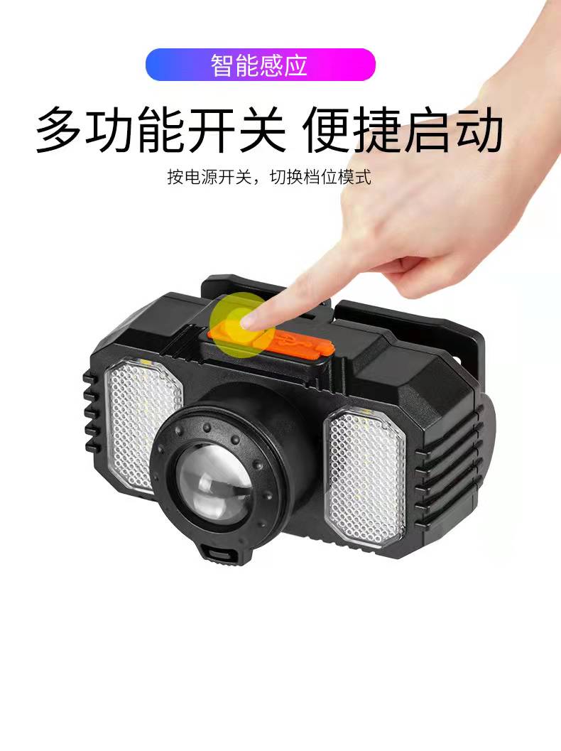 New zoom LED strong bald head lamp, 18650 charging head-mounted flashlight, USB interface outdoor camping lamp pic 3