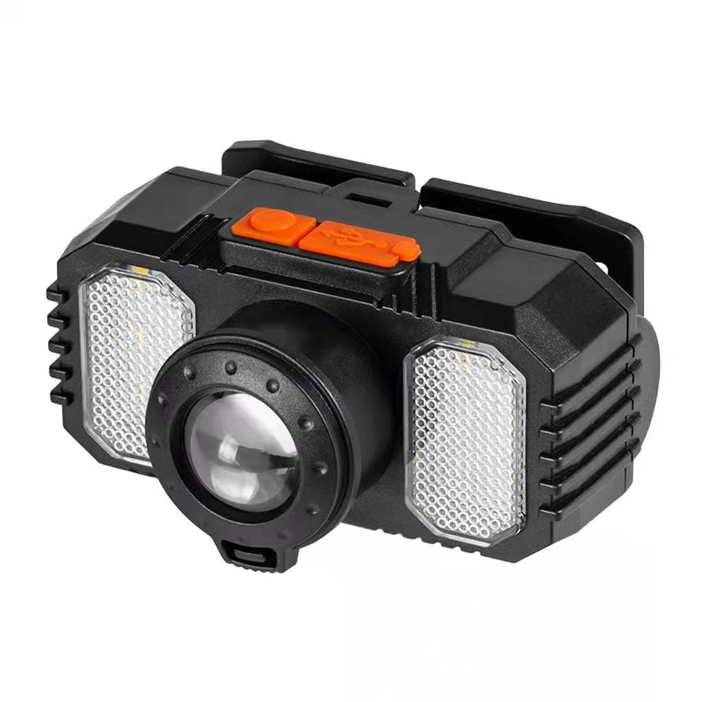 New zoom LED strong bald head lamp, 18650 charging head-mounted flashlight, USB interface outdoor camping lamp