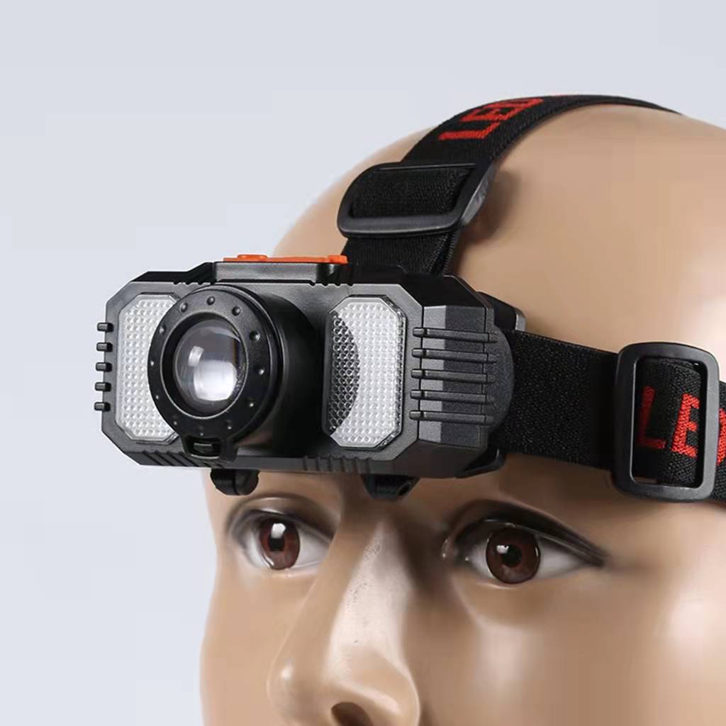 New zoom LED strong bald head lamp, 18650 charging head-mounted flashlight, USB interface outdoor camping lamp details Picture