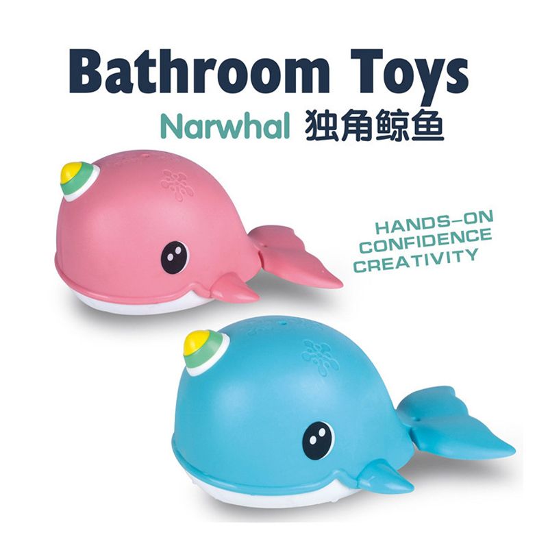 Net red baby swimming whale swimming one-horned whale children bathroom chain play water toys parent-child interactive wholesale full figure