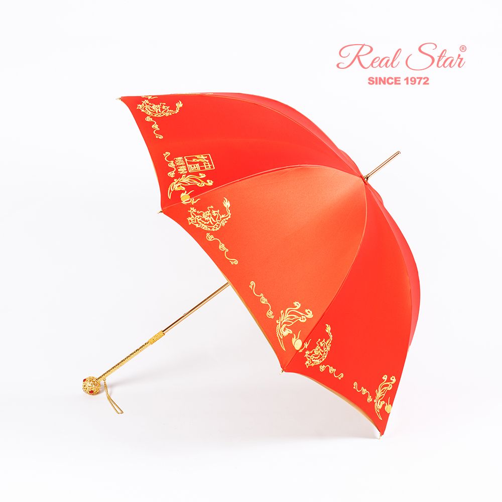 Yiwu Good Goods R-196 High-end umbrella with diamond-encrusted copper handle, double-layer silk satin fabric embroidery, Chinese trend style wedding umbrella Item Picture