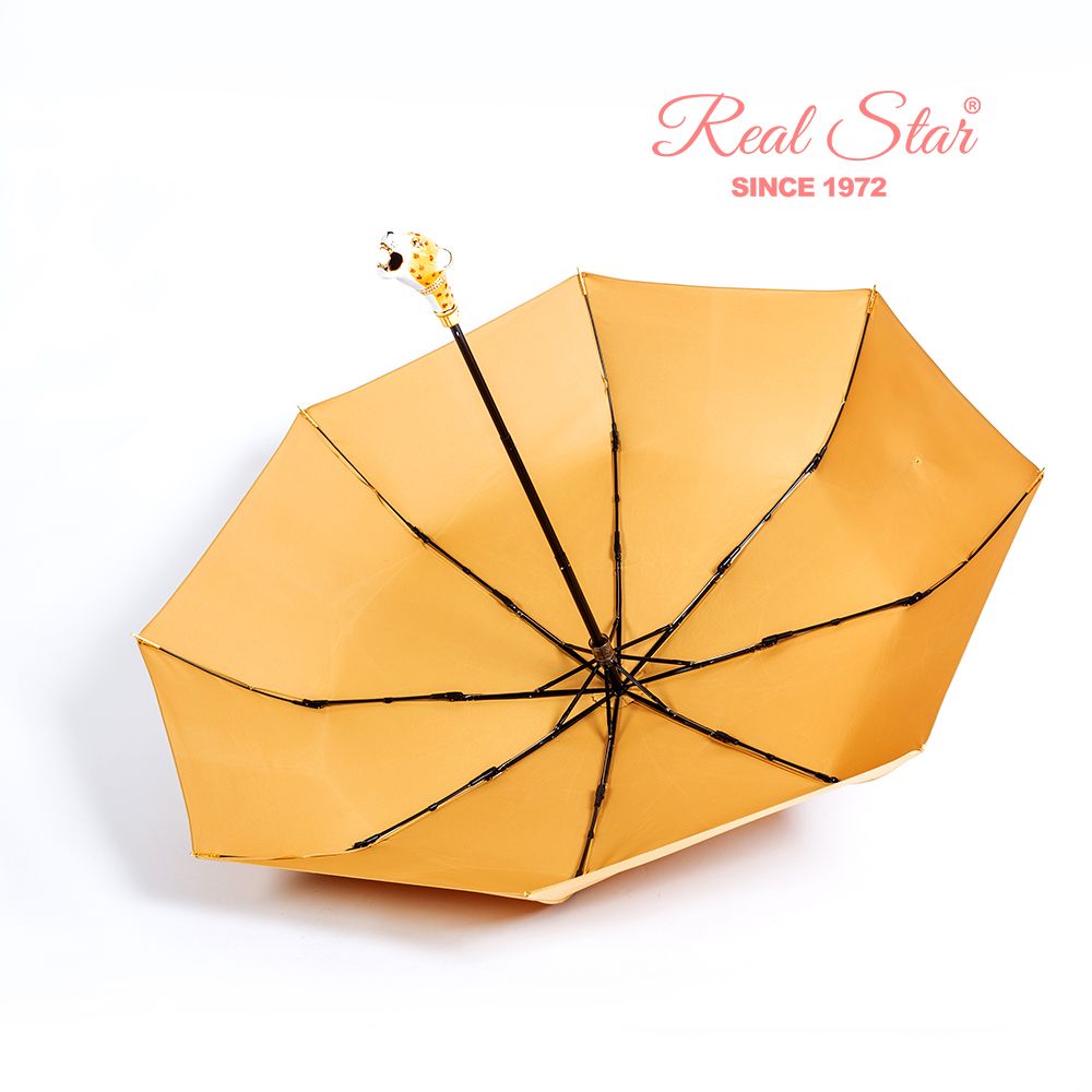 R-392 Creative leopard-shaped handle eight-bone fiber high-density silk satin long umbrella Application Scenario
