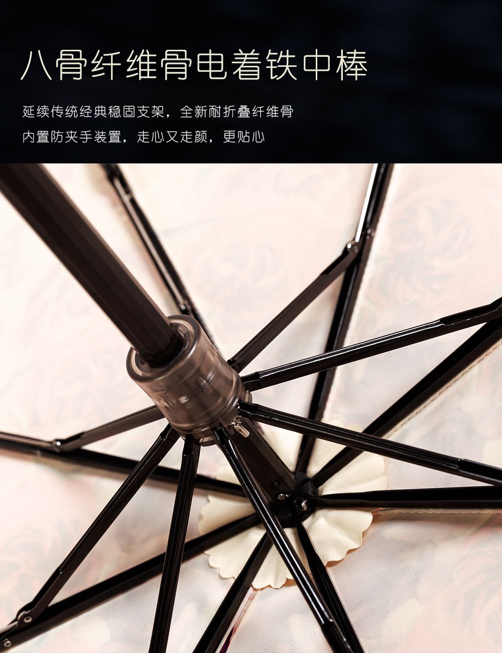 Xingbao Light Luxury gift Umbrella, hand-opened gilded ruby handle, silk umbrella fabric, big red rose gift box, umbrella in stock pic 4