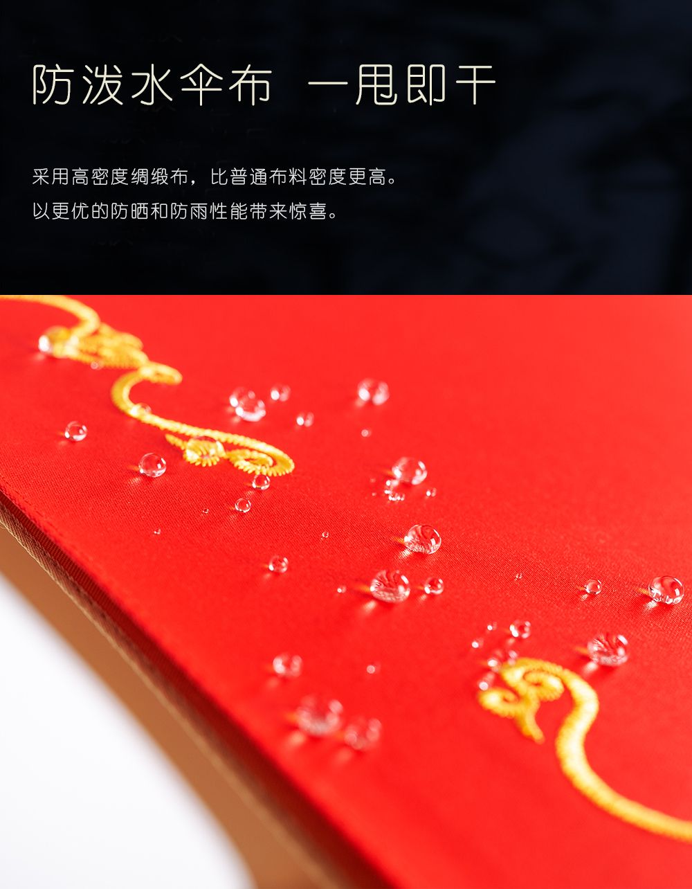 Yiwu Good Goods R-196 High-end umbrella with diamond-encrusted copper handle, double-layer silk satin fabric embroidery, Chinese trend style wedding umbrella pic 5