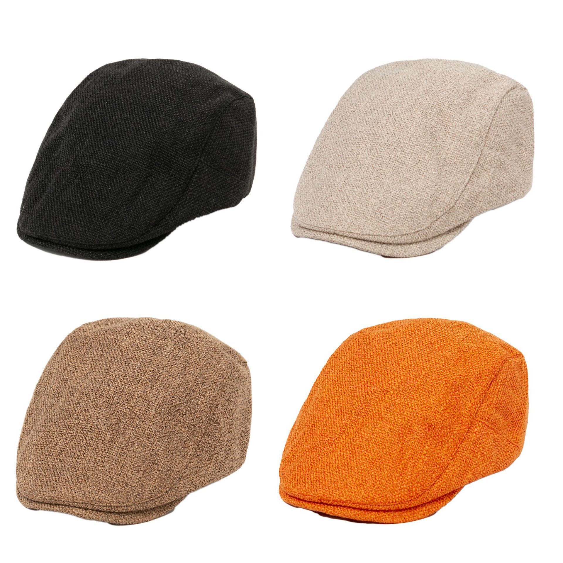 Summer hat men's breathable peaked cap casual beret women's tide brand British retro forward cap burlap beret thumbnail