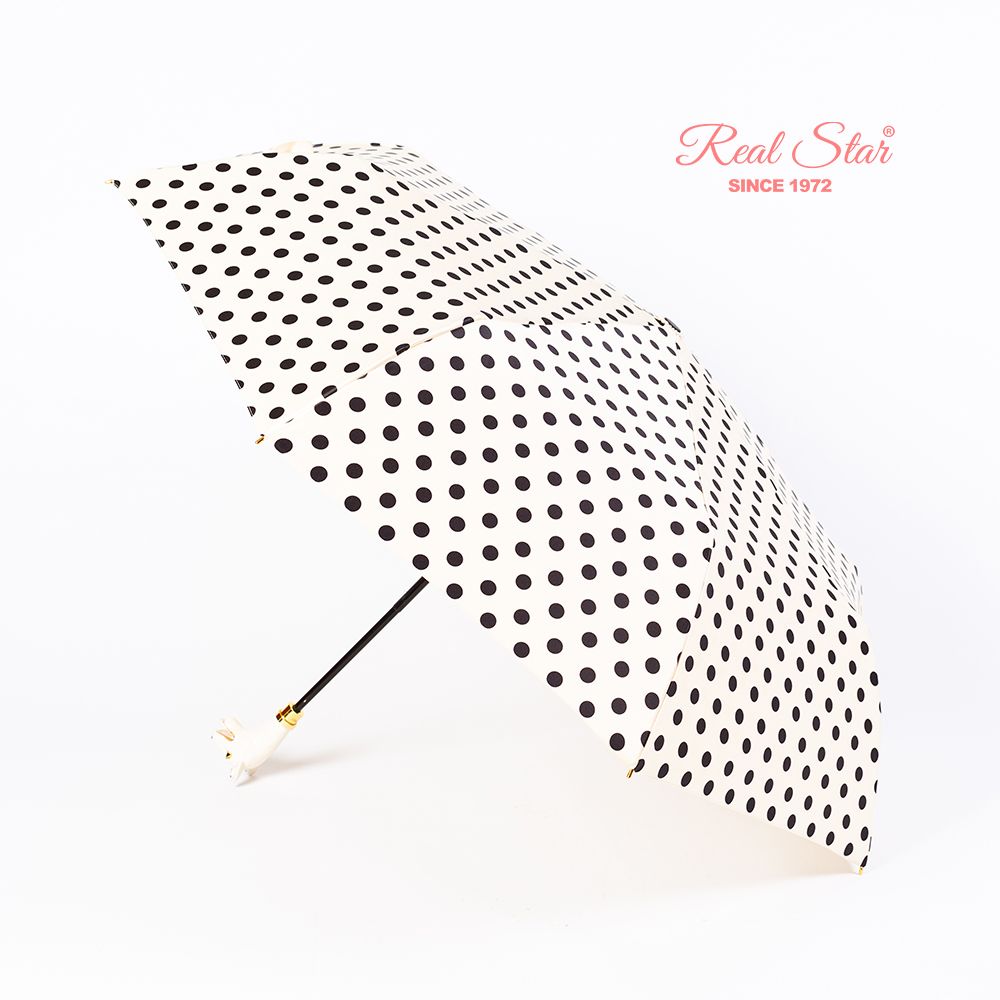 Yiwu Good Goods Xingbao Umbrella Industry R-396 high-end umbrella, painted spotted dog head handle, polka dot silk satin fabric Item Picture