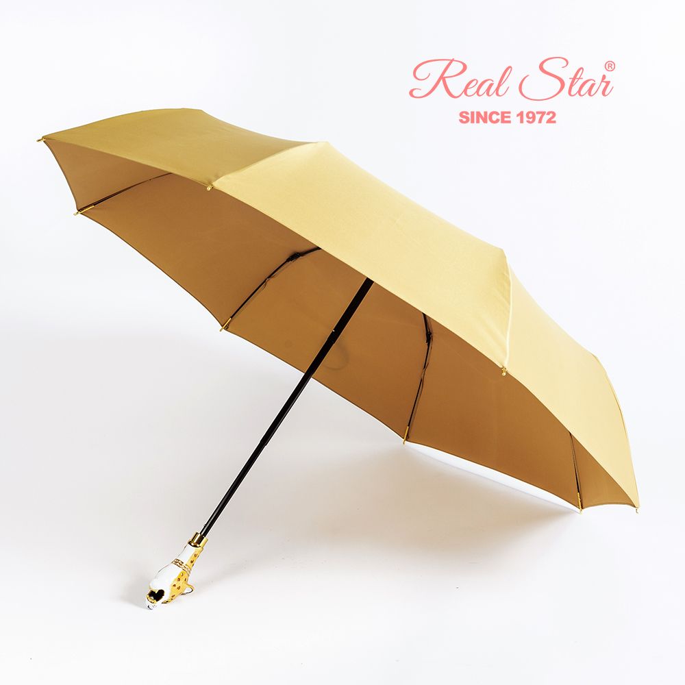 R-392 Creative leopard-shaped handle eight-bone fiber high-density silk satin long umbrella Item Picture