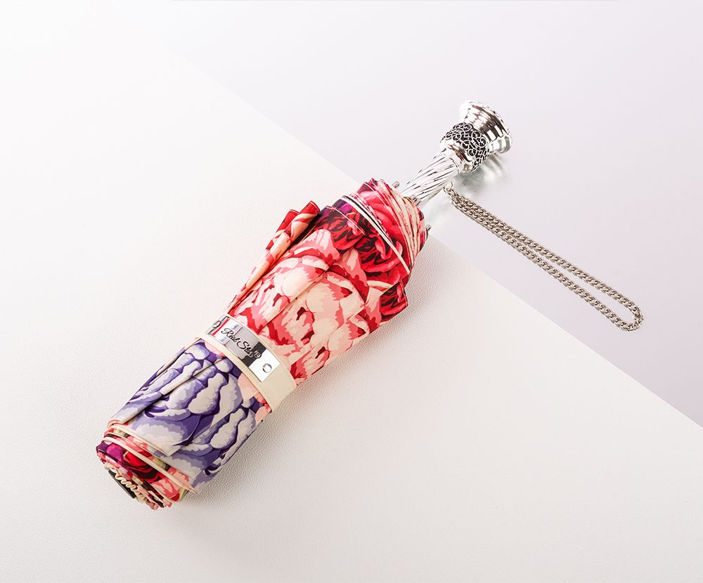 Xingbao Light Luxury gift Umbrella, hand-opened gilded ruby handle, silk umbrella fabric, big red rose gift box, umbrella in stock pic 2
