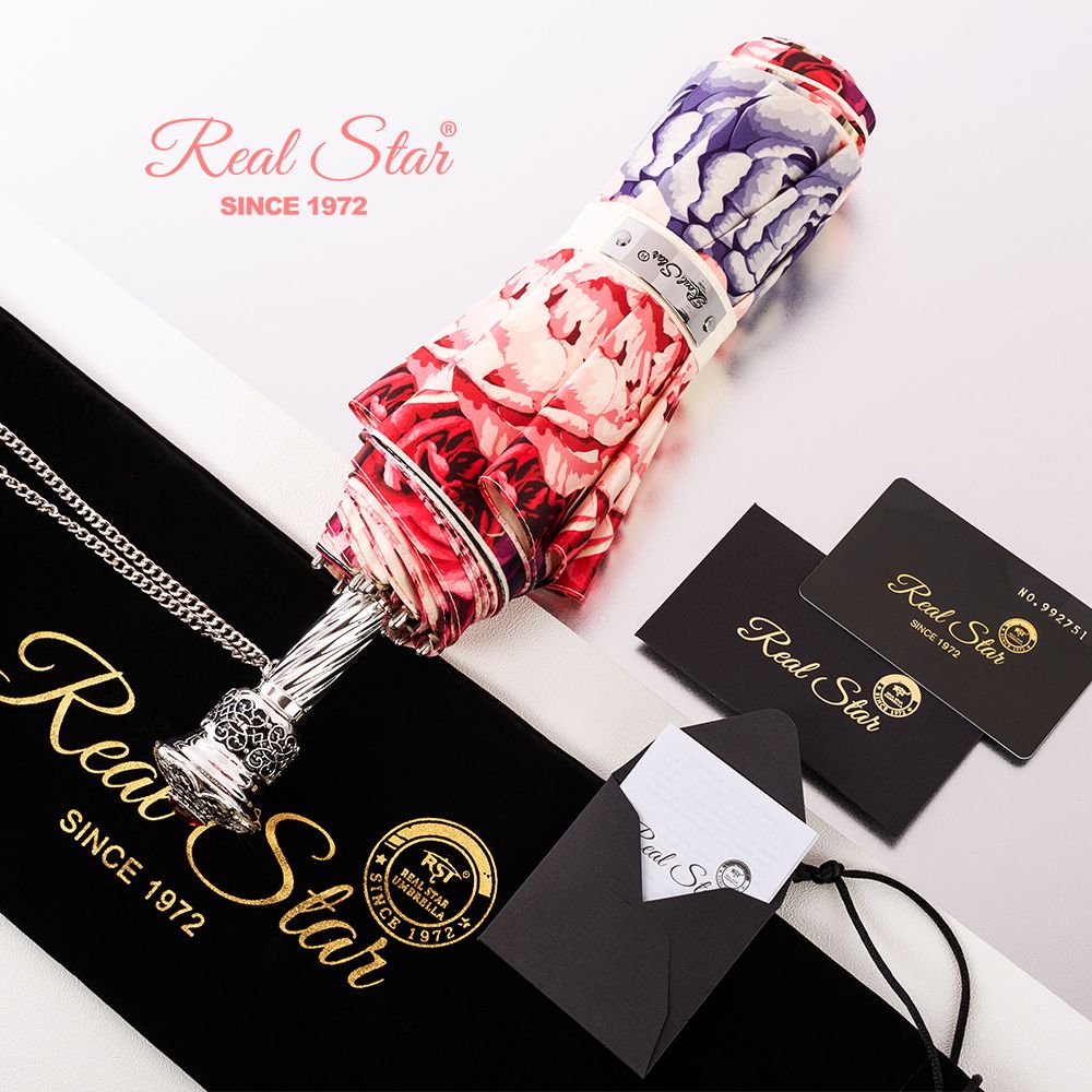 Xingbao Light Luxury gift Umbrella, hand-opened gilded ruby handle, silk umbrella fabric, big red rose gift box, umbrella in stock