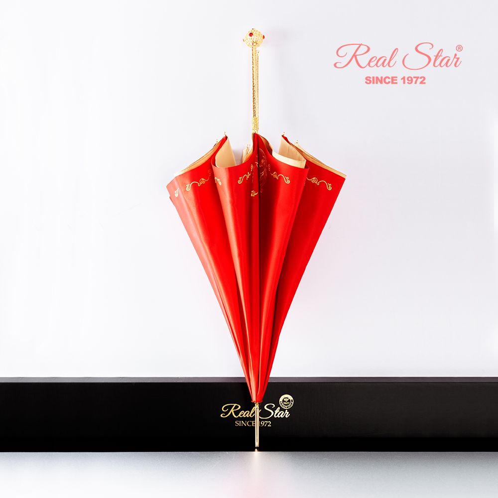 Yiwu Good Goods R-196 High-end umbrella with diamond-encrusted copper handle, double-layer silk satin fabric embroidery, Chinese trend style wedding umbrella