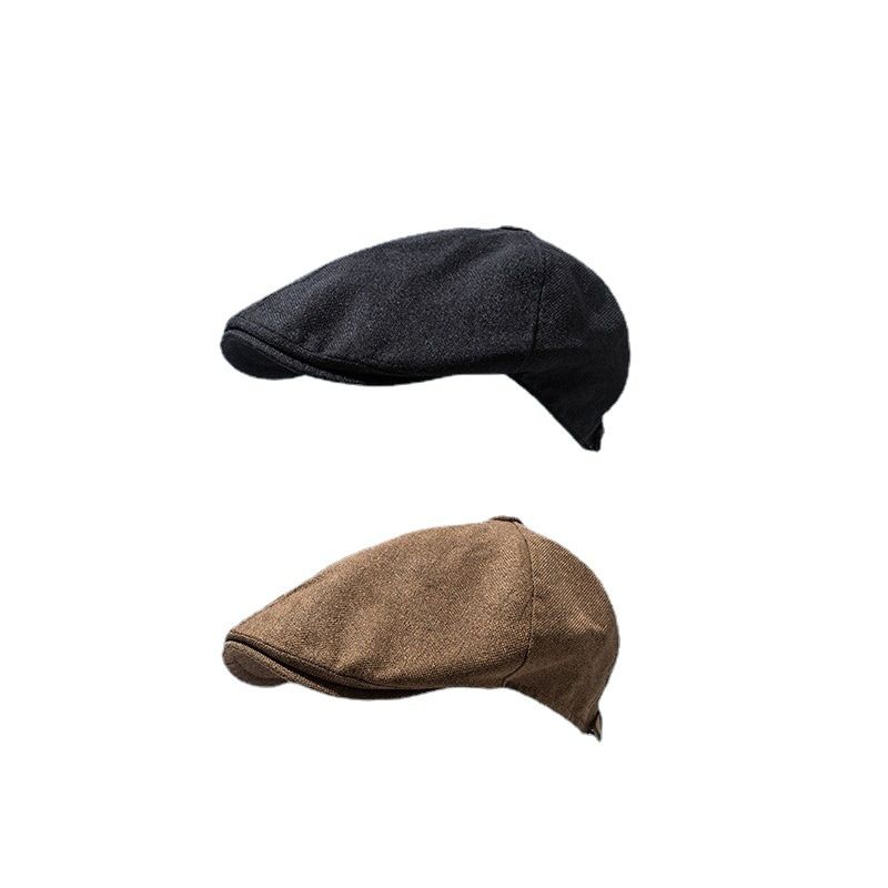 Encrypted linen solid color forward hat female retro British beret peaked cap male tide breathable cap thumbnail