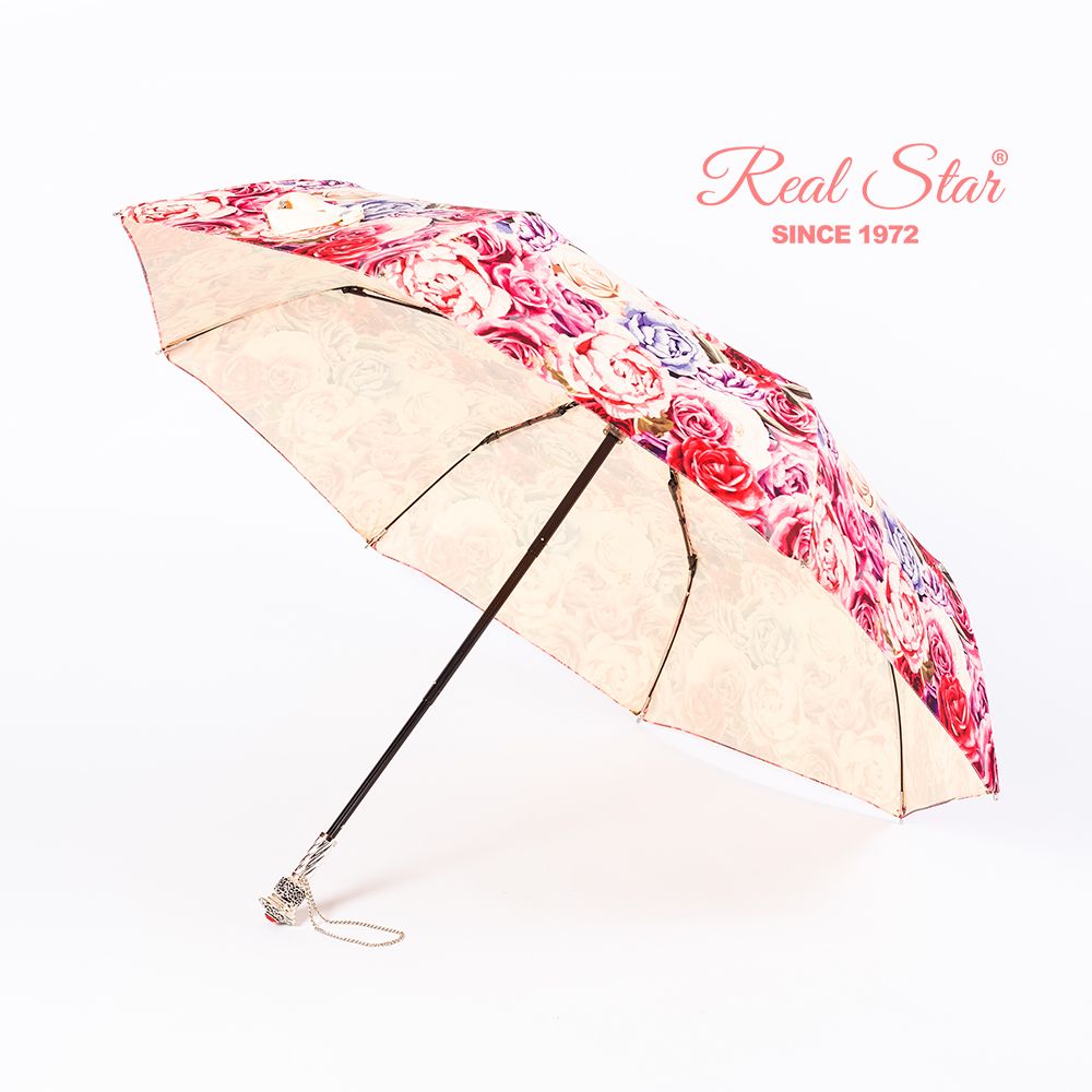 Xingbao Light Luxury gift Umbrella, hand-opened gilded ruby handle, silk umbrella fabric, big red rose gift box, umbrella in stock Item Picture