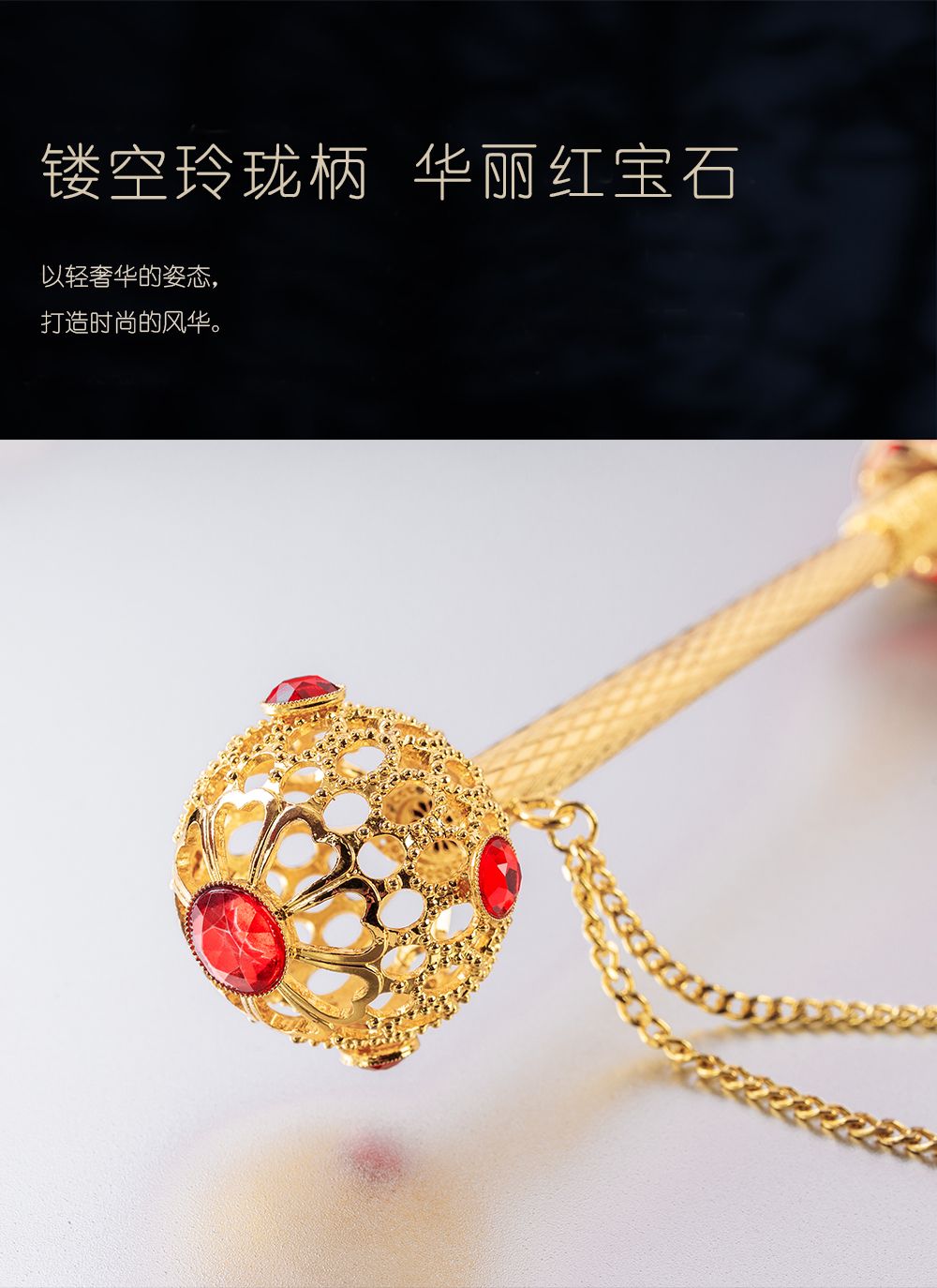 Yiwu Good Goods R-196 High-end umbrella with diamond-encrusted copper handle, double-layer silk satin fabric embroidery, Chinese trend style wedding umbrella pic 3