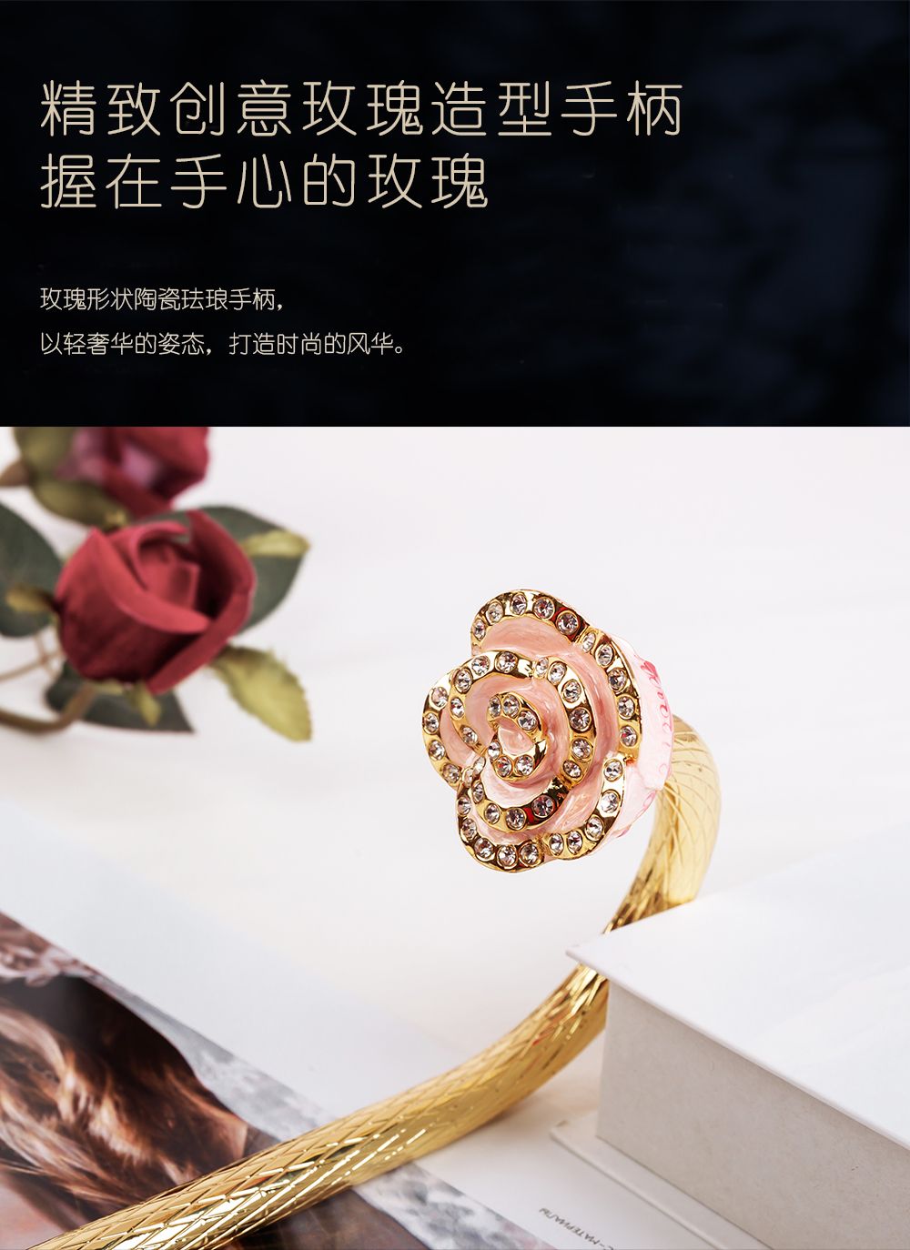 Xingbao Light Luxury gift umbrella hand-opened, copper-plated and diamond-encrusted handle, silk umbrella fabric single and double layer gift box, umbrella in stock pic 4