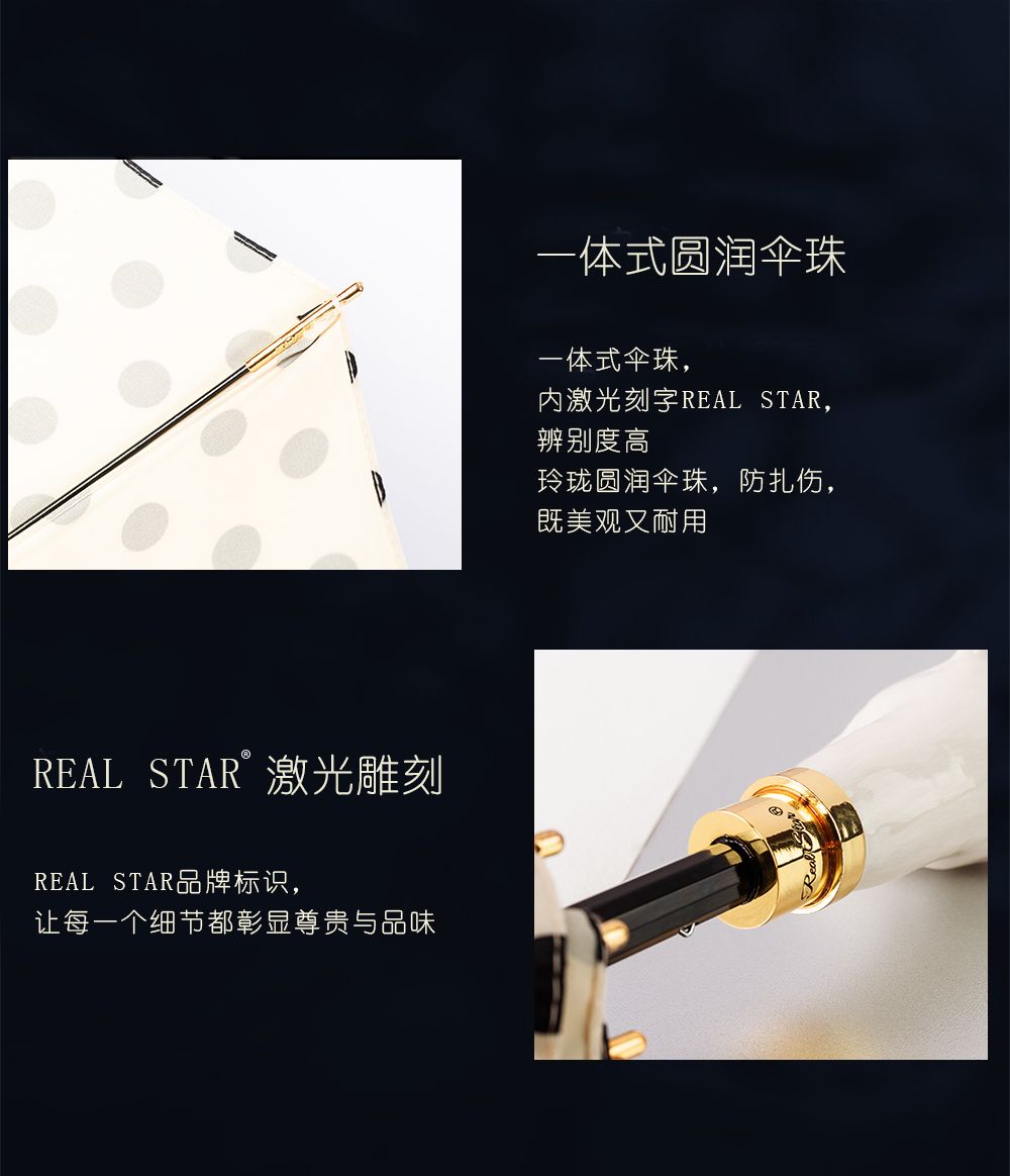 Yiwu Good Goods Xingbao Umbrella Industry R-396 high-end umbrella, painted spotted dog head handle, polka dot silk satin fabric pic 9