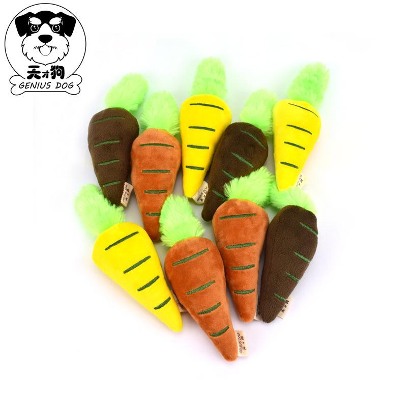 Genius dog new vegetable pet toy plush sound fruit dog toy color carrot manufacturers wholesale