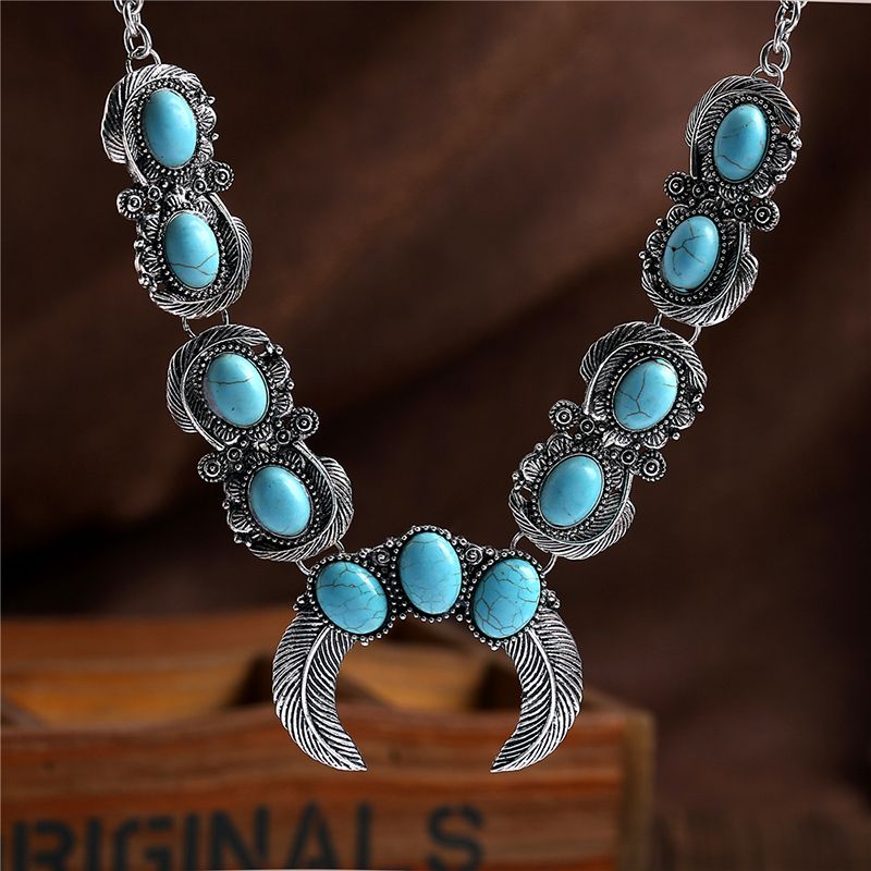 2022 New Fashion Boho necklace Jewelry Natural real Stone Moon Pendant Necklace Women Crescent vintage Bohemian necklaces thumbnail