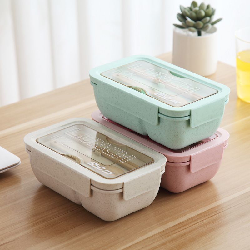 Wheat straw tableware student portable compartment lunch box lunch box insulation lunch box