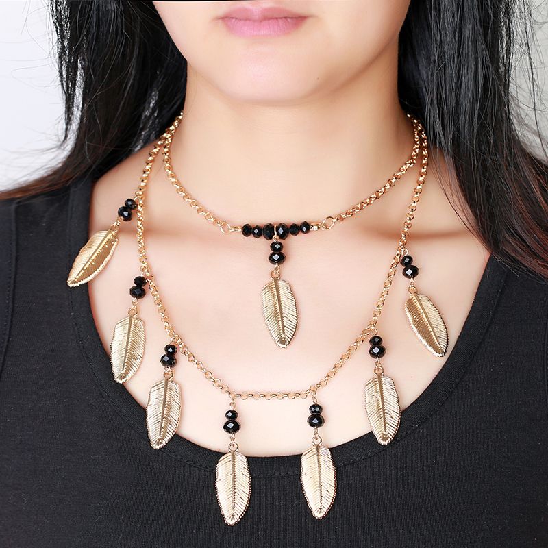 new fashion bohemian glasses leaf collar necklace sets vintage ethnic statement  necklace women party neck woman jewelry thumbnail