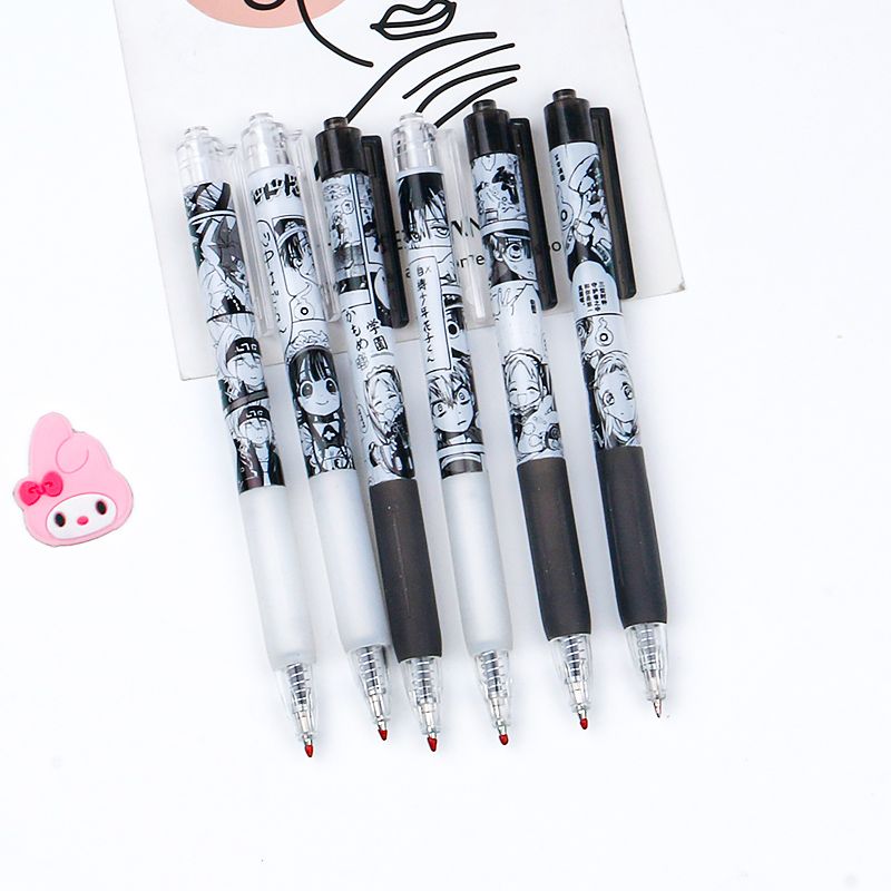 Anime series comic style cartoon press gel pen, black 0.5mm, signature student exam press office pen Item Picture