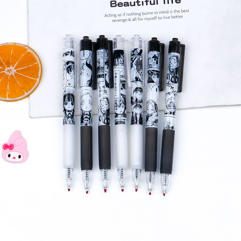 Anime series comic style cartoon press gel pen, black 0.5mm, signature student exam press office pen Application Scenario