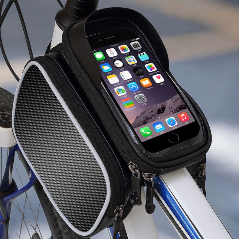 220117 Bicycle cross bag, touch screen saddle bag, mountain bike front beam bag, mobile phone upper tube bag, double-sided bag details Picture
