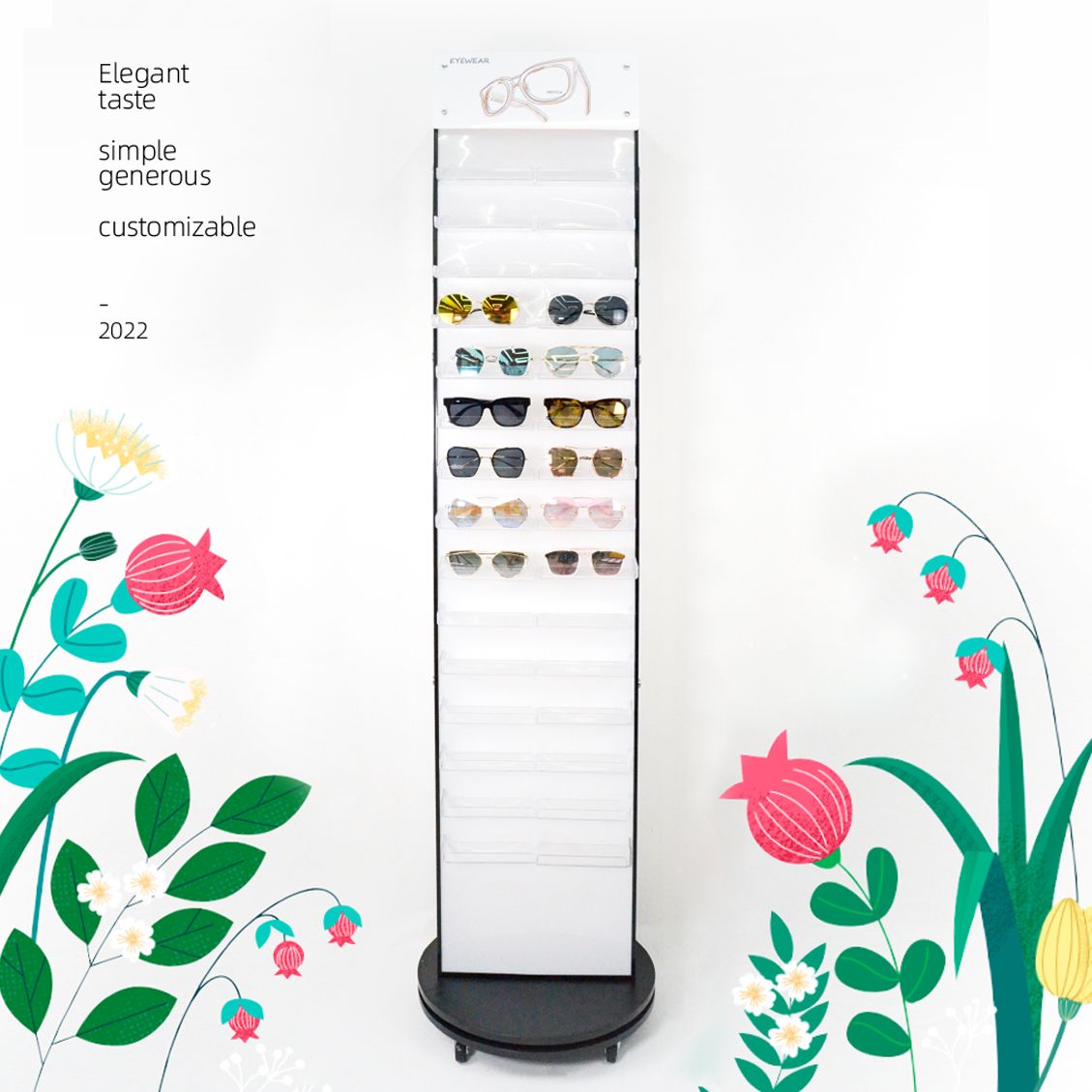 60副双面旋转眼镜展示架眼镜盒货架陈列架