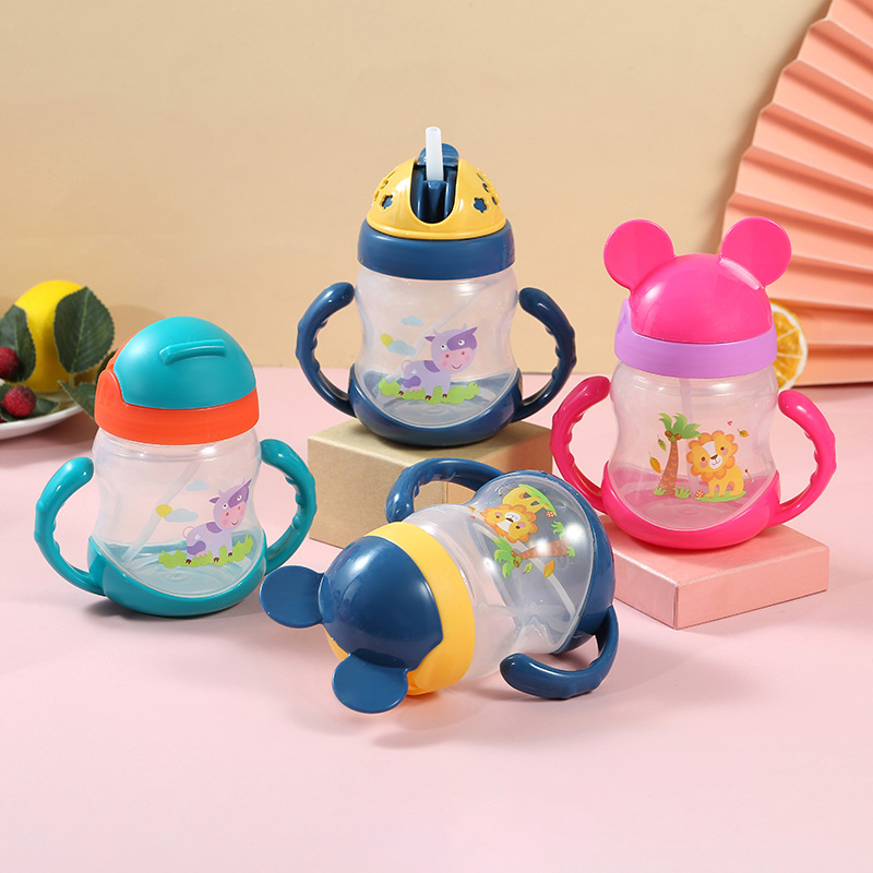 Drinking Cup Slider With Handle Portable Children's Straw Currtyte