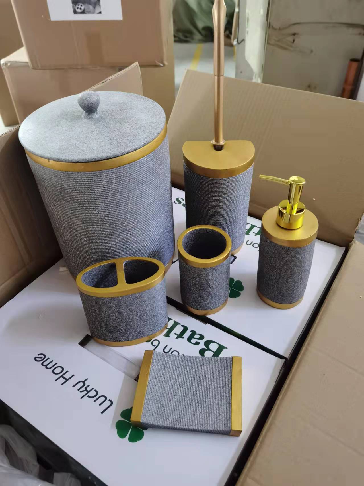 European Bathroom Six-Piece Set, Five-Piece Set, Four-Piece Set, Toilet Brush, Trash Can, Soap Box, Etc details Picture