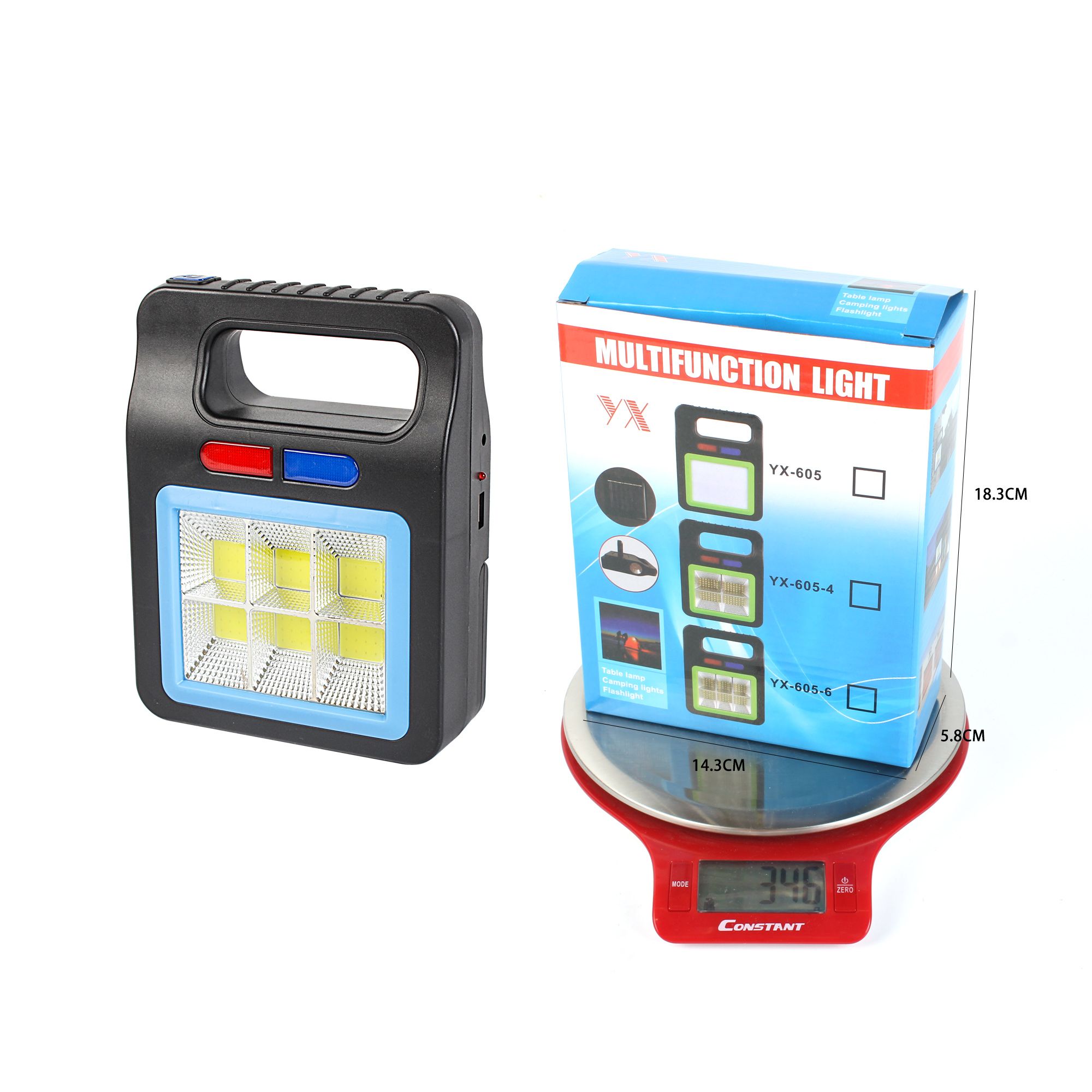 Portable lamp, solar camping lamp, COB six-sided warning searchlight, camp lamp, floodlight, USB hanging lamp, high-intensity flashlight Specification image