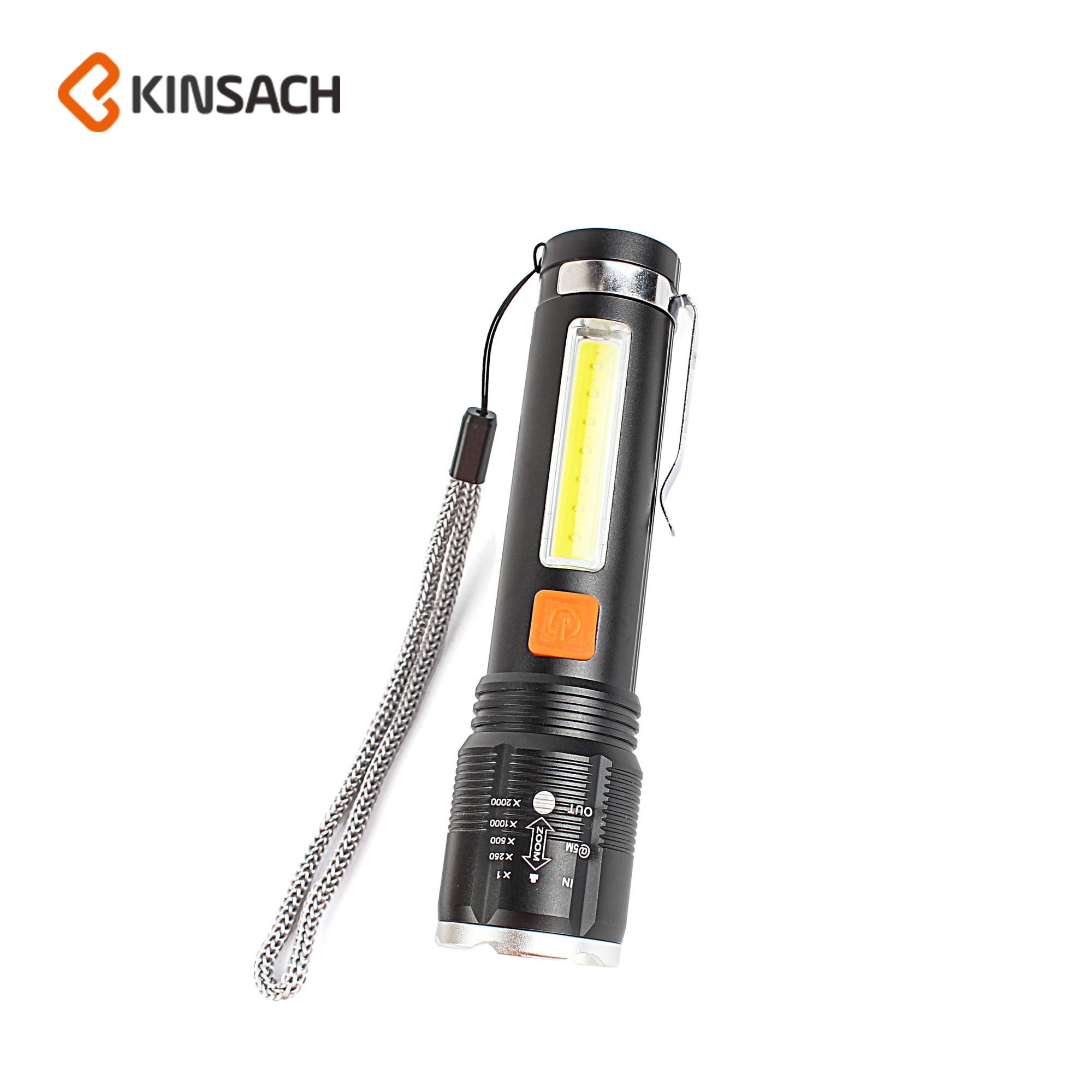 Cross-border aluminum alloy rechargeable flashlight outdoor 1*P50+8*COB+7* red COB lithium battery mini zoom flashlight