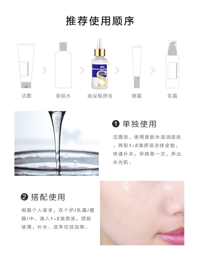 3S 玻尿酸保湿补水精华原液 深层补水呵护肌肤 改善肌肤粗糙 滋嫩肌肤详情7