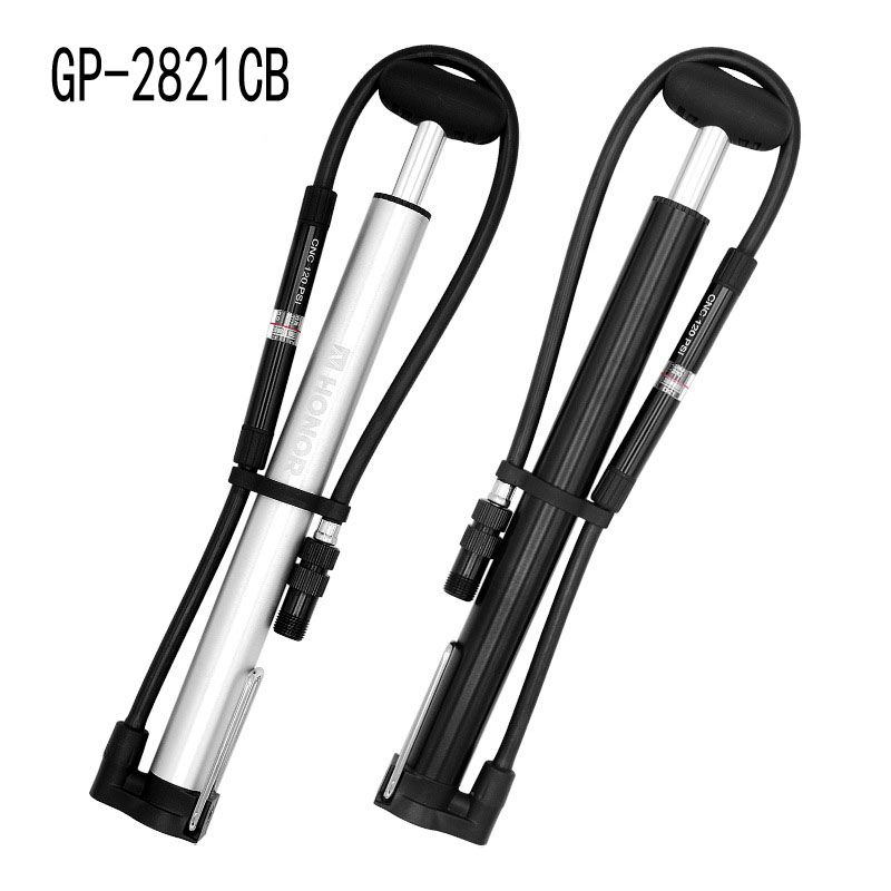 GP-2821CB mountain bike aluminum alloy air pump with air pressure gauge, high-pressure air pump, portable bicycle mini air pump
