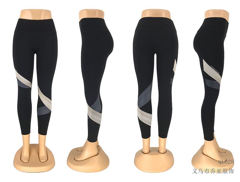 新款瑜伽裤设计感彩色线条胶印九分裤紧身高腰打底裤运动健身裤女详情3