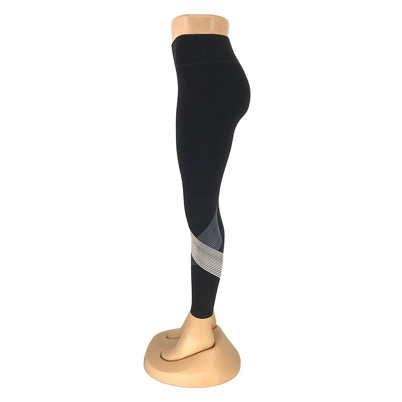 新款瑜伽裤设计感彩色线条胶印九分裤紧身高腰打底裤运动健身裤女详情图3