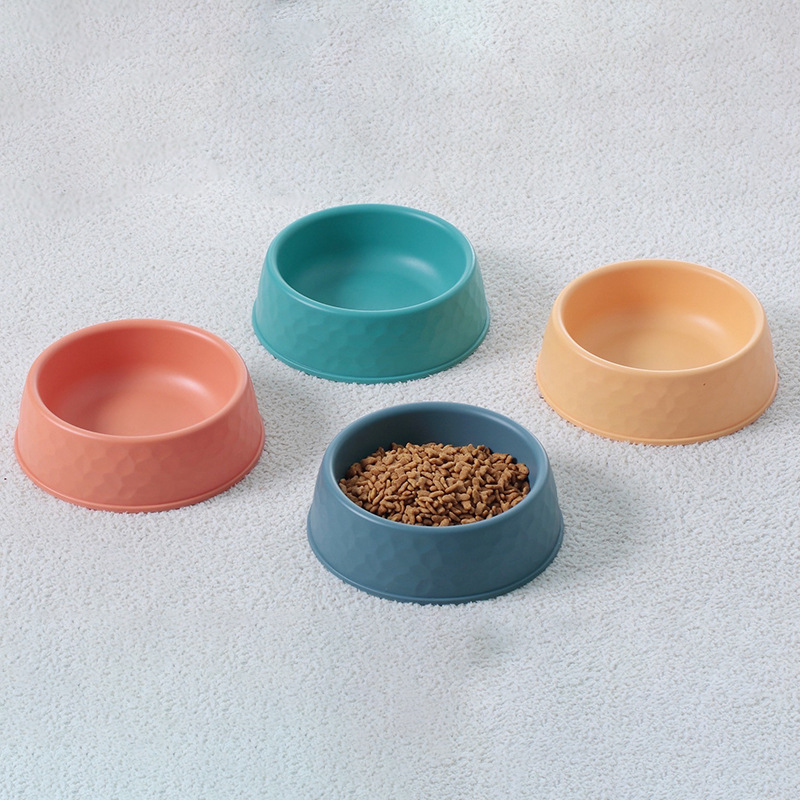 Solid color round design cartoon dog food bowl
