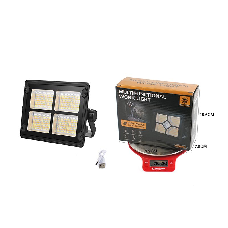 LED solar charging floodlights, outdoor waterproof lighting floodlights, court lights, workshop and construction site square floodlights Specification image