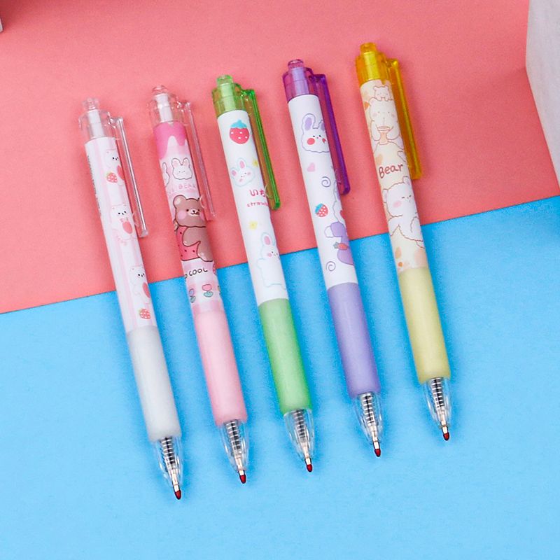 Cute Style Series Press gel pen Cartoon Bear and Rabbit 0.5mm bullet-tipped black fountain pen signature pen