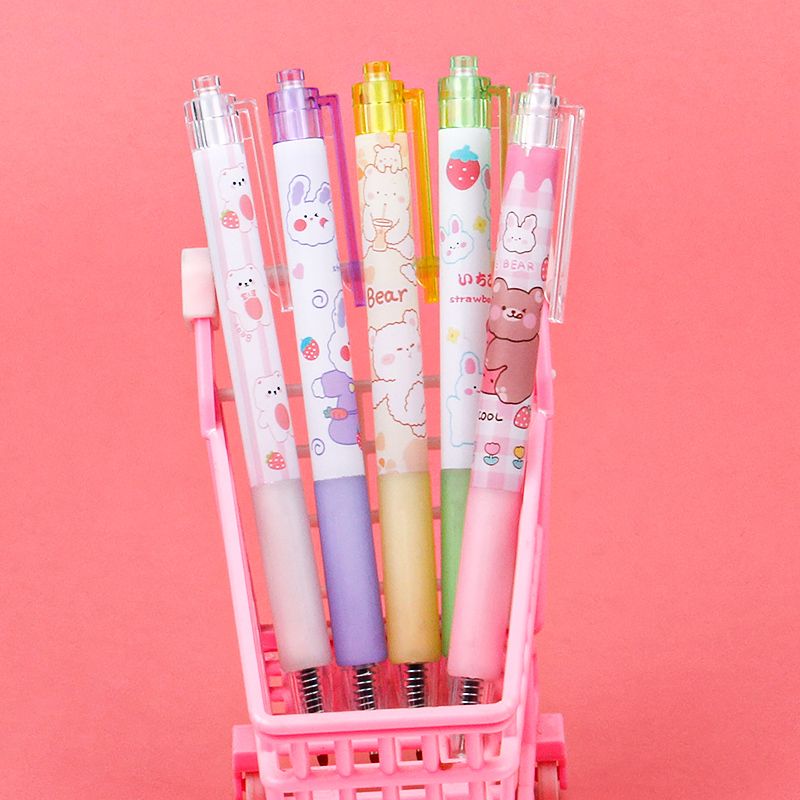 Cute Style Series Press gel pen Cartoon Bear and Rabbit 0.5mm bullet-tipped black fountain pen signature pen details Picture